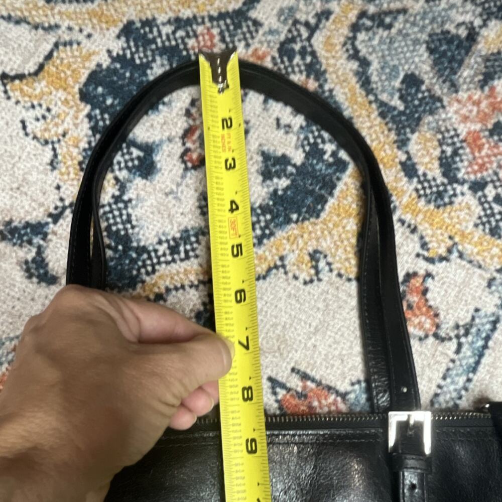 Hobo The Original Black Shoulder Bag Zip Closure Houndstooth Lining Pockets - Picture 10 of 10